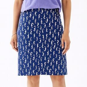 J Jill Skirt A Line Pull On Stretch Blue Seahorse Print Size S